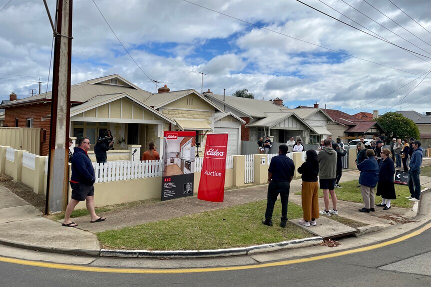 An auction at a home in suburban Adelaide.