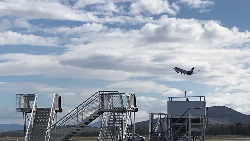 Plane stairs Hobart Airport.