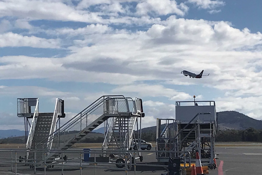 Plane stairs Hobart Airport.