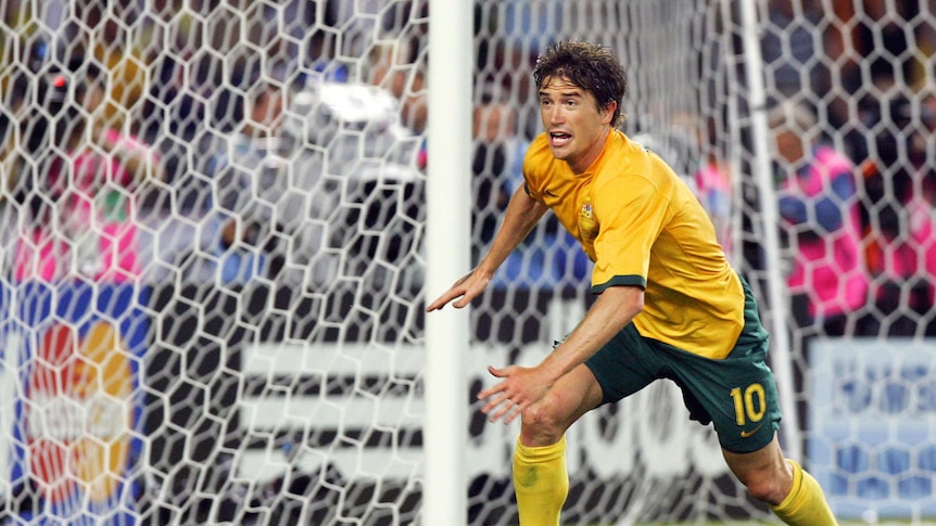 Harry Kewell wheels away after scoring against Croatia in the 2006 World Cup