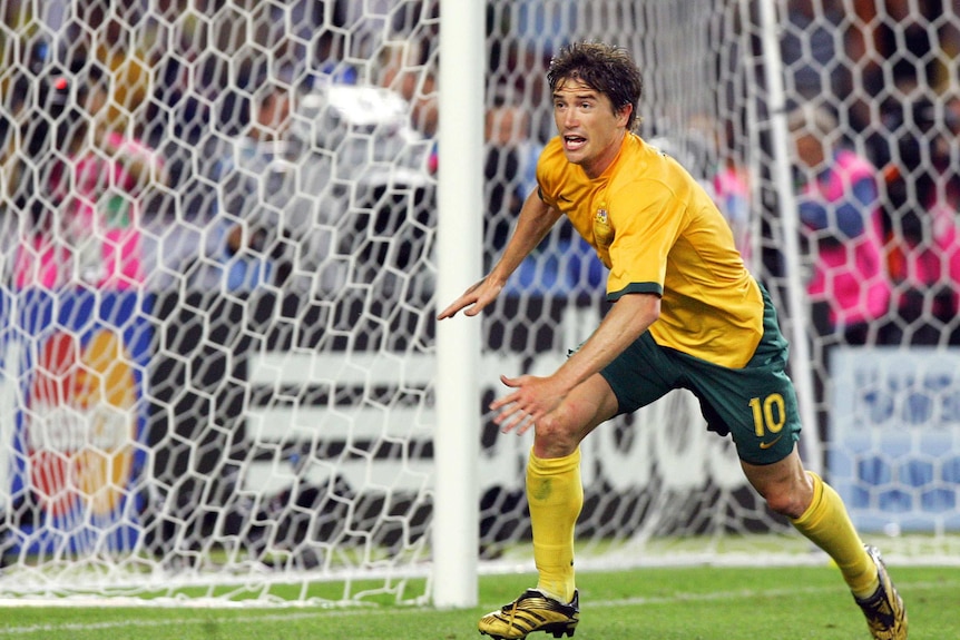 Harry Kewell wheels away after scoring against Croatia in the 2006 World Cup