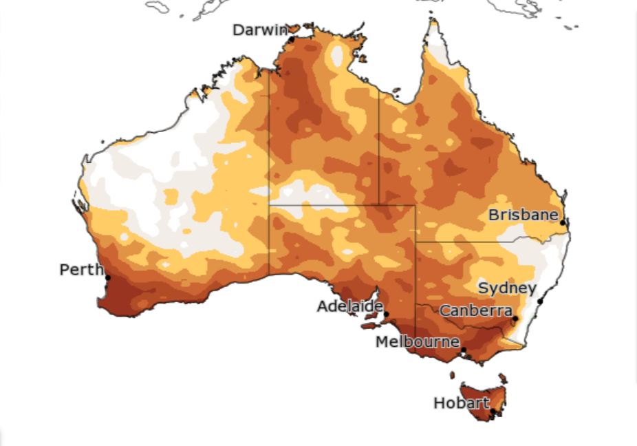 This sliding image shows rain predictions across Australia in spring