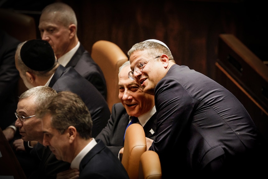 Benjamin Netanyahu and Itamar Ben-Gvir chatting