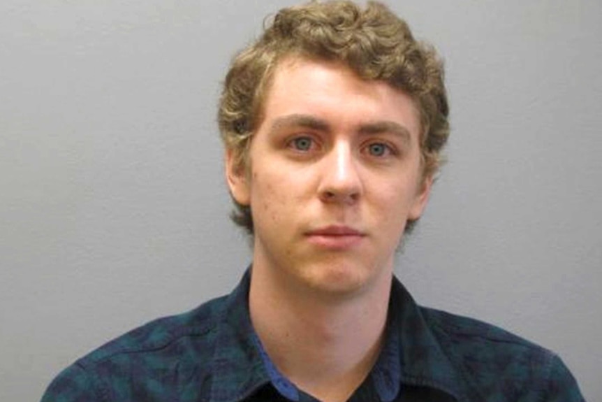 Brock Turner at the Greene County Sheriff's Office in US state of Ohio, where he officially registered as a sex offender.