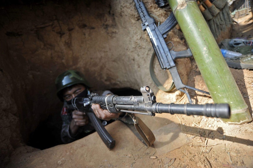 A soldier from Kachin Independence Army  at Jan Mai outpost