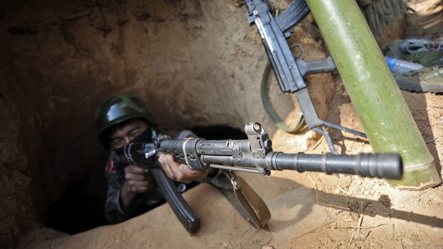 A soldier from Kachin Independence Army  at Jan Mai outpost