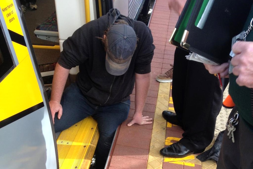 A man's leg was stuck in a gap between a train and platform at Stirling station in Perth.