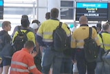 Mining workers at Perth Airport