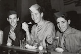 American servicemen in Australia c1942-1945, eating icecream at a counter