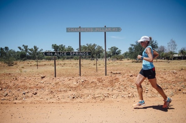 Mina Guli running near Alice Springs