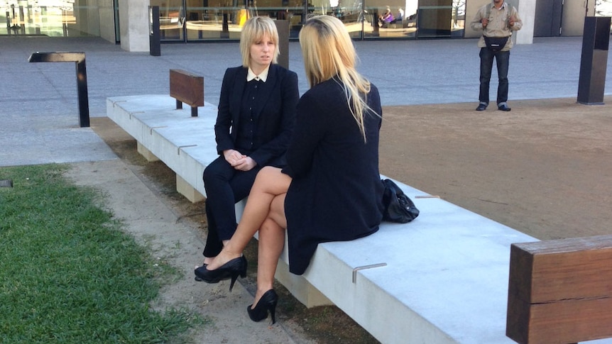 Lawyer Alana Heffernan, left, with the Queensland sex worker known as GK