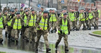 RAF personnel on Great Escape march