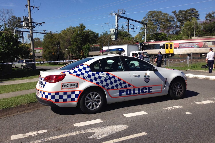 Police car at scene of attack at his Kuraby home on Brisbane's southside.