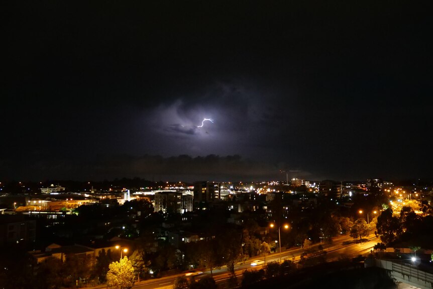 Lightning cracks over the Gold Coast skyline