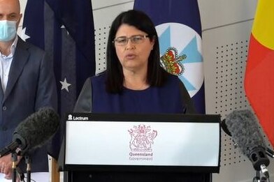 Qld Education Minister Grace Grace speaks at a media conference in Brisbane on January 9, 2022.