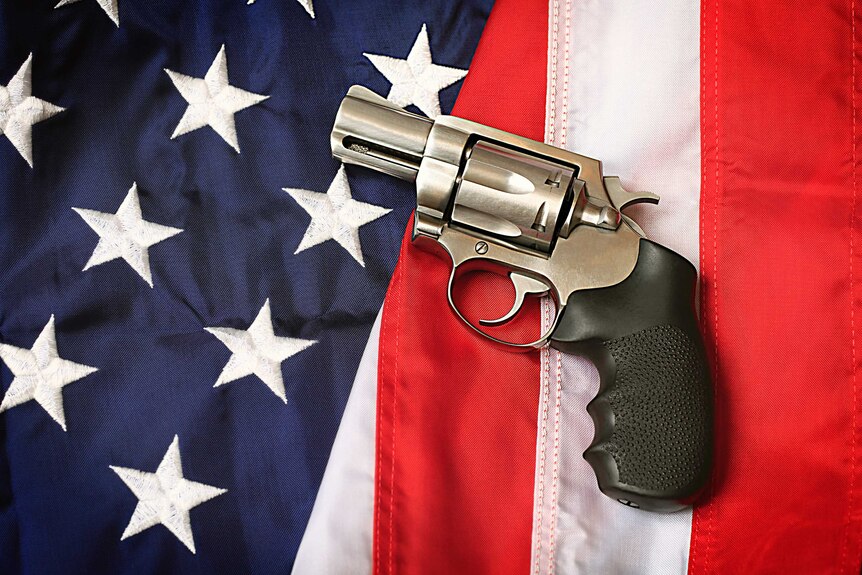Handgun on USA flag