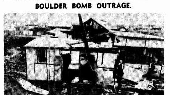 The remains of a house in Boulder destroyed by a bomb in February 1942, killing 15 people.