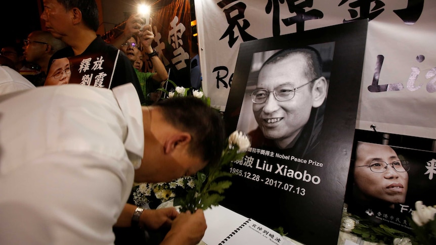 Pro-democracy activists mourn the death of Nobel Laureate Liu Xiaobo.