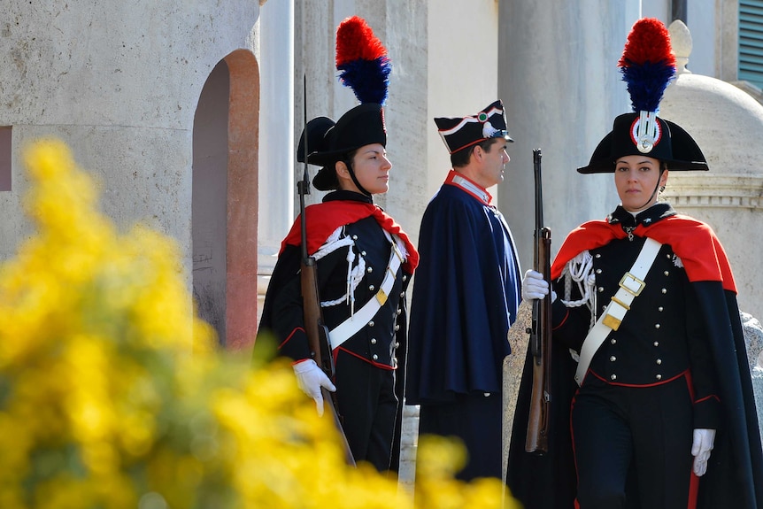 Female members of the Italian Presidential Honour Guard in Italy