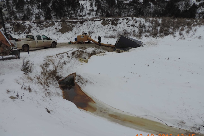 Oil spill clean up in Billings County