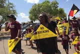 Indigenous residents from across the Territory rallied to call on the NT Government to reject fracking.