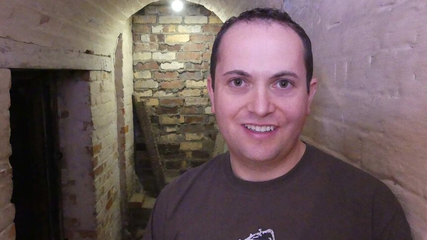 Curious Hobart questioner Gareth Kays in a tunnel.