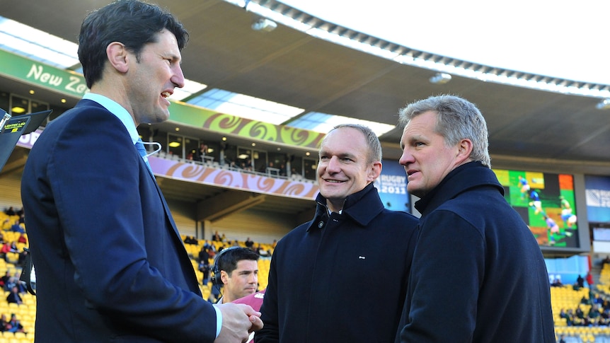 Michael Lynagh with John Eales and Francois Pienaar