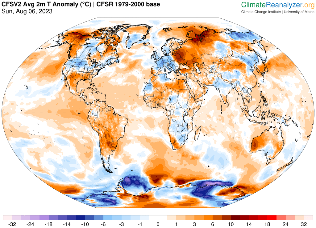 a map of the world showing air temperatures for the month of august