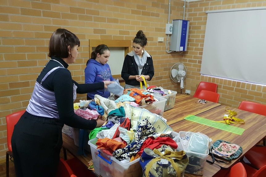 Thousands of pieces of fabric, beads, yarn and patterns have been donated to the Bellingen Stitched Up sewing group