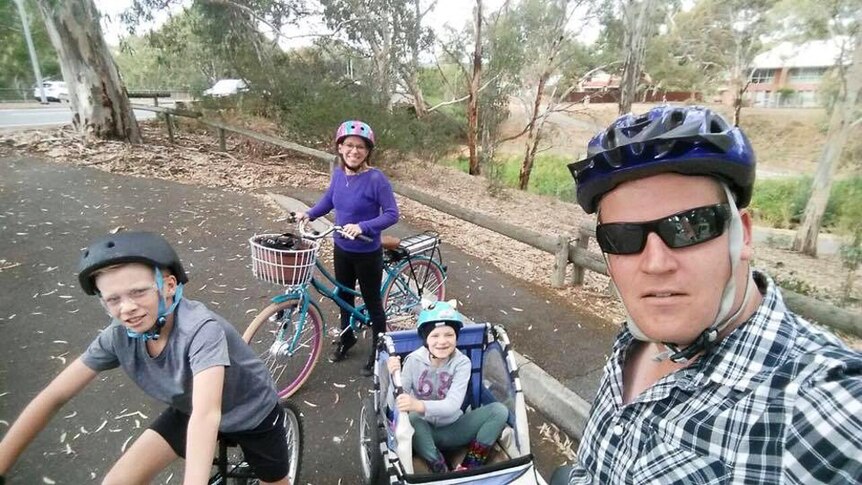 Aiden, Jennifer, Jesika and Bart enjoy a ride in Strathalbyn