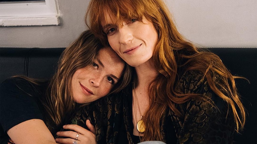 A photo of Maggie Rogers and Florence Welch backstage in London