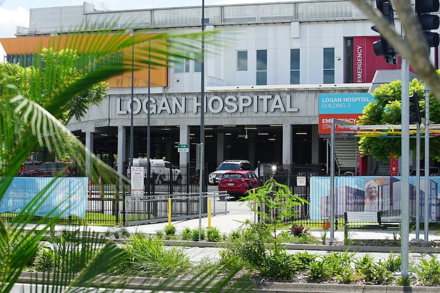Logan Hospital entrance and signage, south of Brisbane.