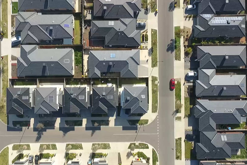 Suburban street scene from above