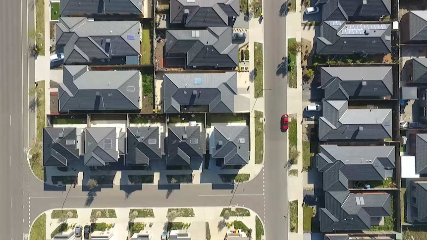 Suburban street scene from above