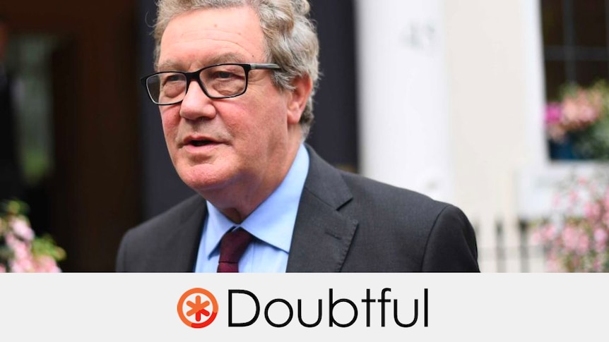 alexander downer's claim is doubtful, with an orange asterisk