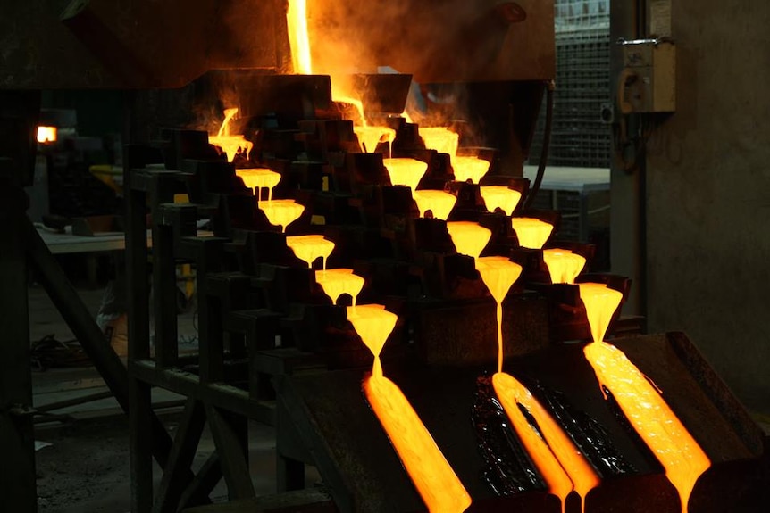 Gold is poured at the Super Pit in Kalgoorlie.