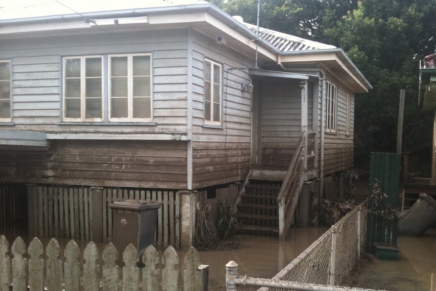 House with clearly visible line showing height of Brisbane flooding