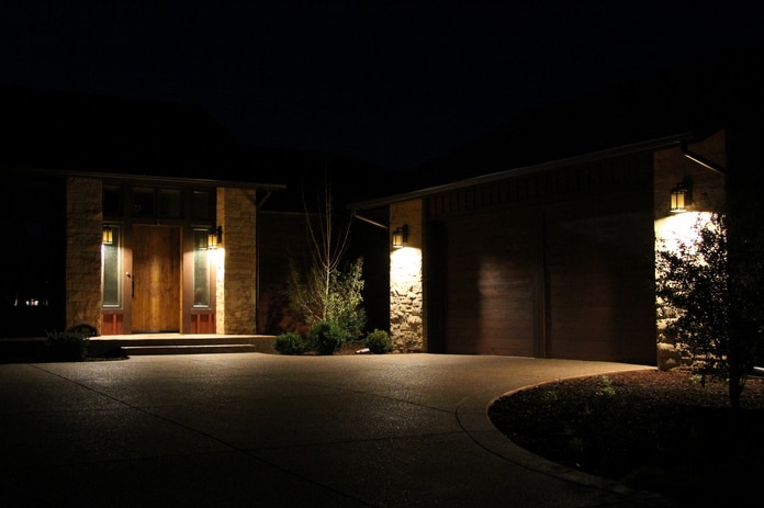 Down lighting illuminating house