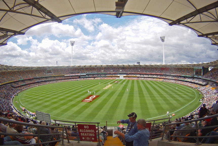 A Test match at the Gabba grounds in Brisbane.