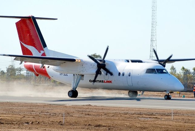 A Qantaslink aircraft coming in to land at a regional airport
