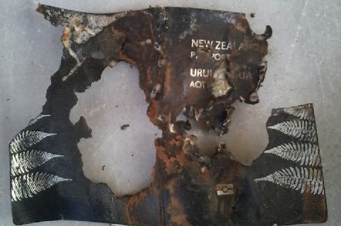 What is believed to be Mark Taylor's burnt New Zealand passport.