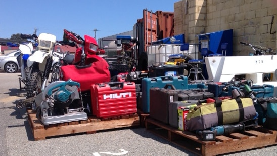 Stolen goods that were recovered after a police raid on a property in Casuarina