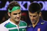 Epic rivalry ... Roger Federer (L) congratulates Novak Djokovic after his semi-final win