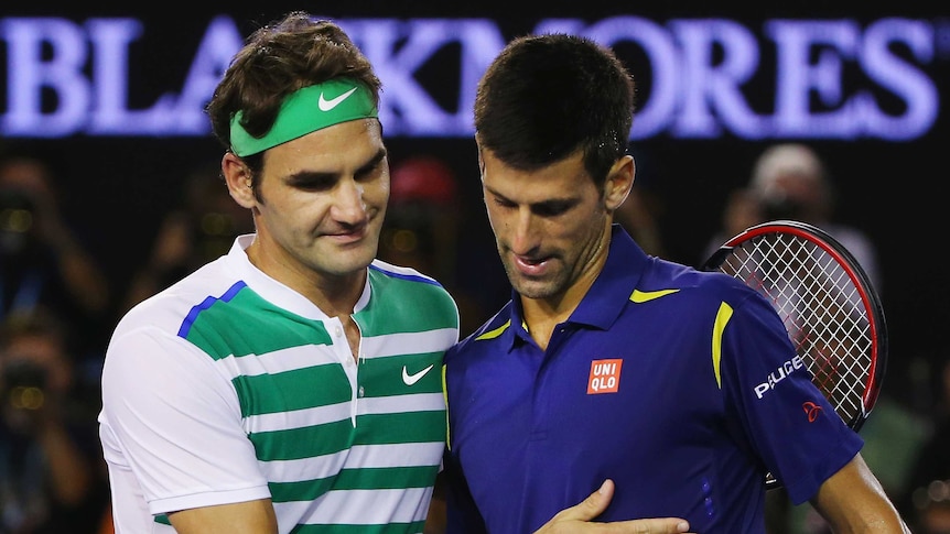 Epic rivalry ... Roger Federer (L) congratulates Novak Djokovic after his semi-final win