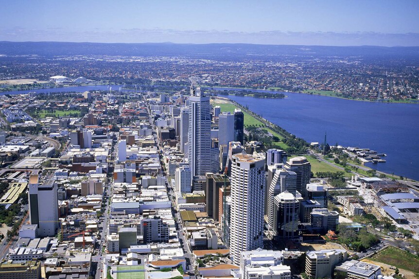 Aerial view of Perth, looking south