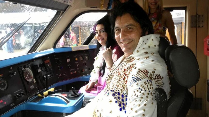 All aboard the Elvis Train before it leaves Sydney’s Central Station.