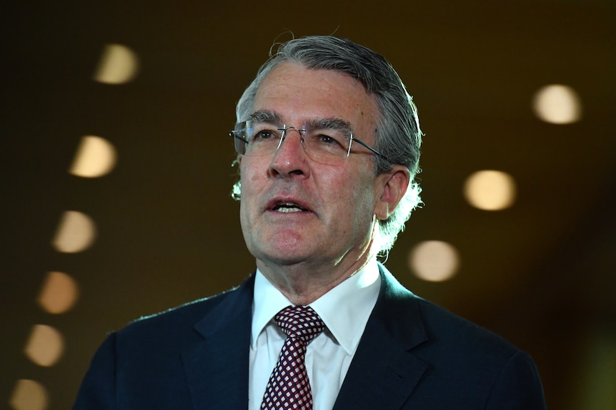 Un gros plan de Mark Dreyfus portant un costume et une cravate. 