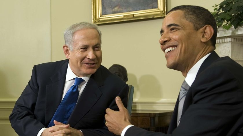 Israeli Prime Minister Benjamin Netanyahu and US President Barack Obama speak during a meeting