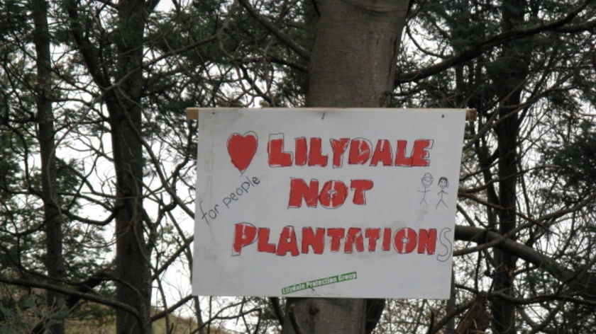 Lilydale sign objecting to plantation May 2008