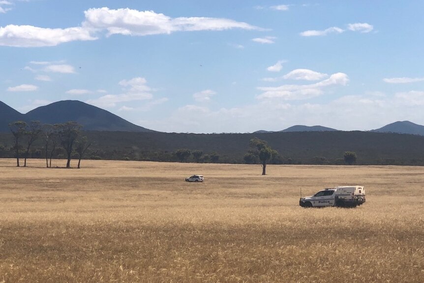 Stirling range national park with police cars in the fields